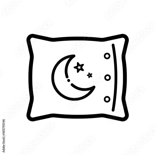 Sleeping pillow with moon and stars - vector icon