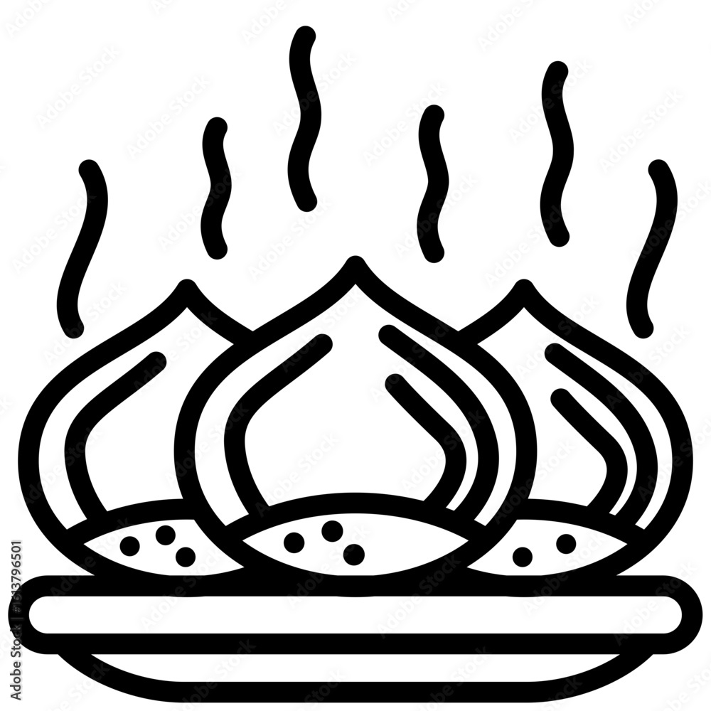 Obraz premium Roasted Chestnuts icon, Black And White Outline Icon Vector.