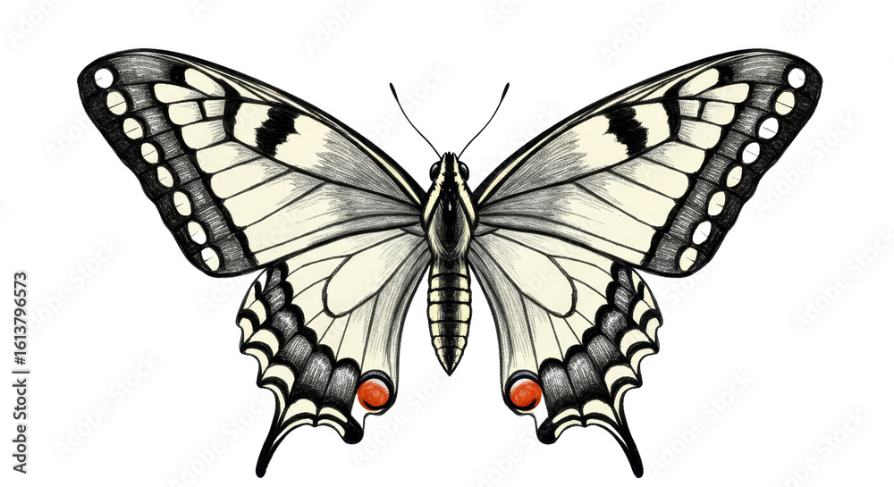 Fototapeta premium Isolated Butterfly Illustration with Detailed Wing Pattern