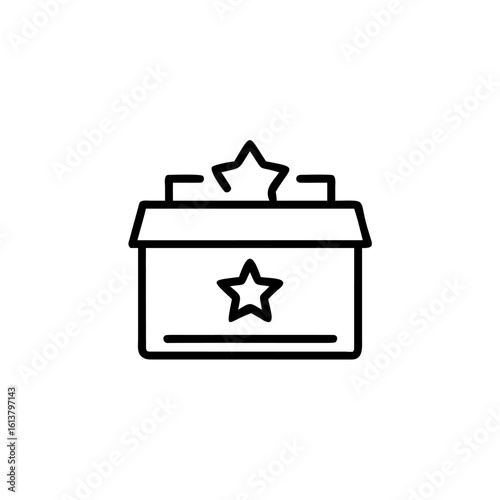 Outline a raffle box with stars on front top giveaway prize