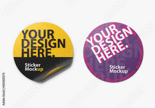 Round adhesive Sticker Mockup