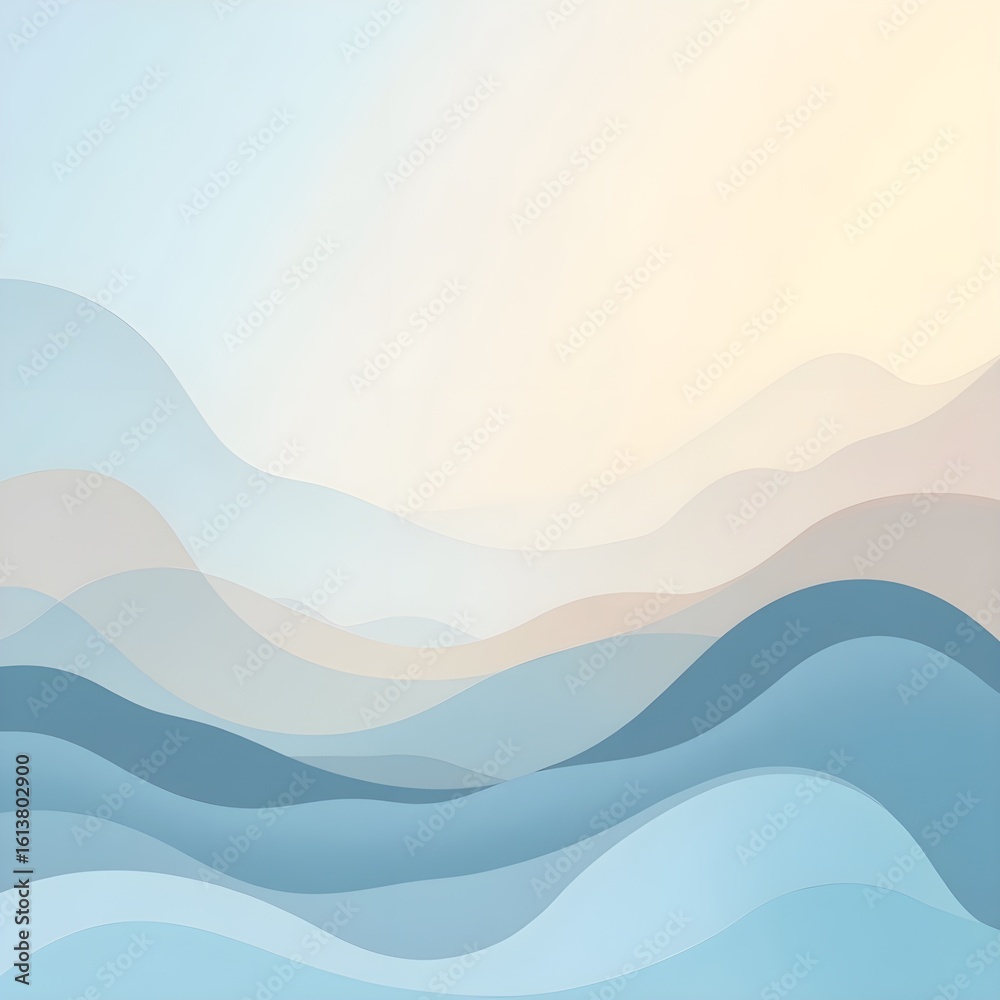 Obraz premium Soft Pastel Abstract Waves in Blue and Green