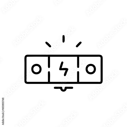 Outline icon an electrical fuse with lightning bolt power energy