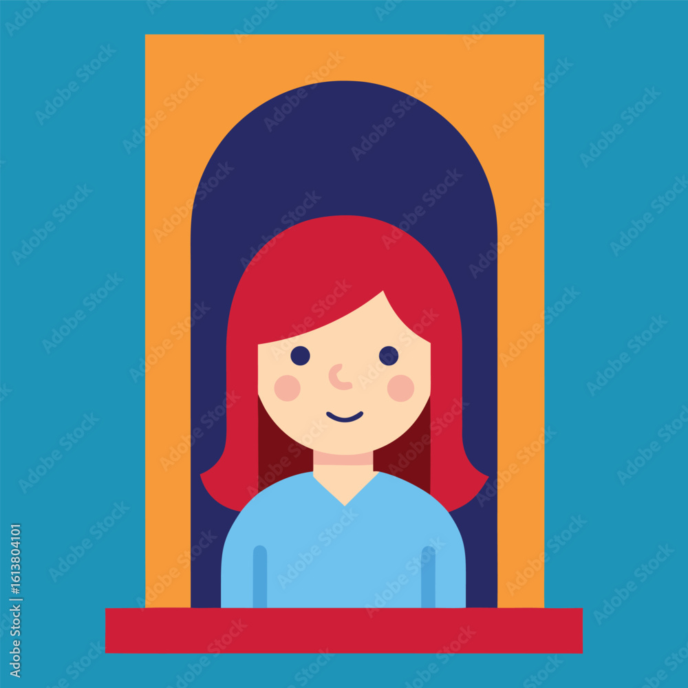 girl in the window vector art girl in the window vector art