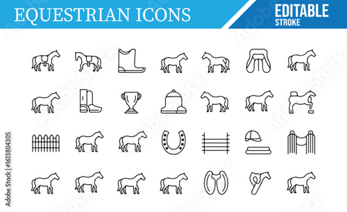 Icons for Equestrian Sports, Competitions, and Horseback Riding Gear
