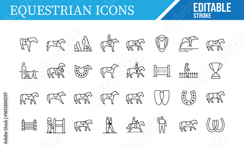 Horseback Riding, Competition, and Equestrian Icons for Sports Projects