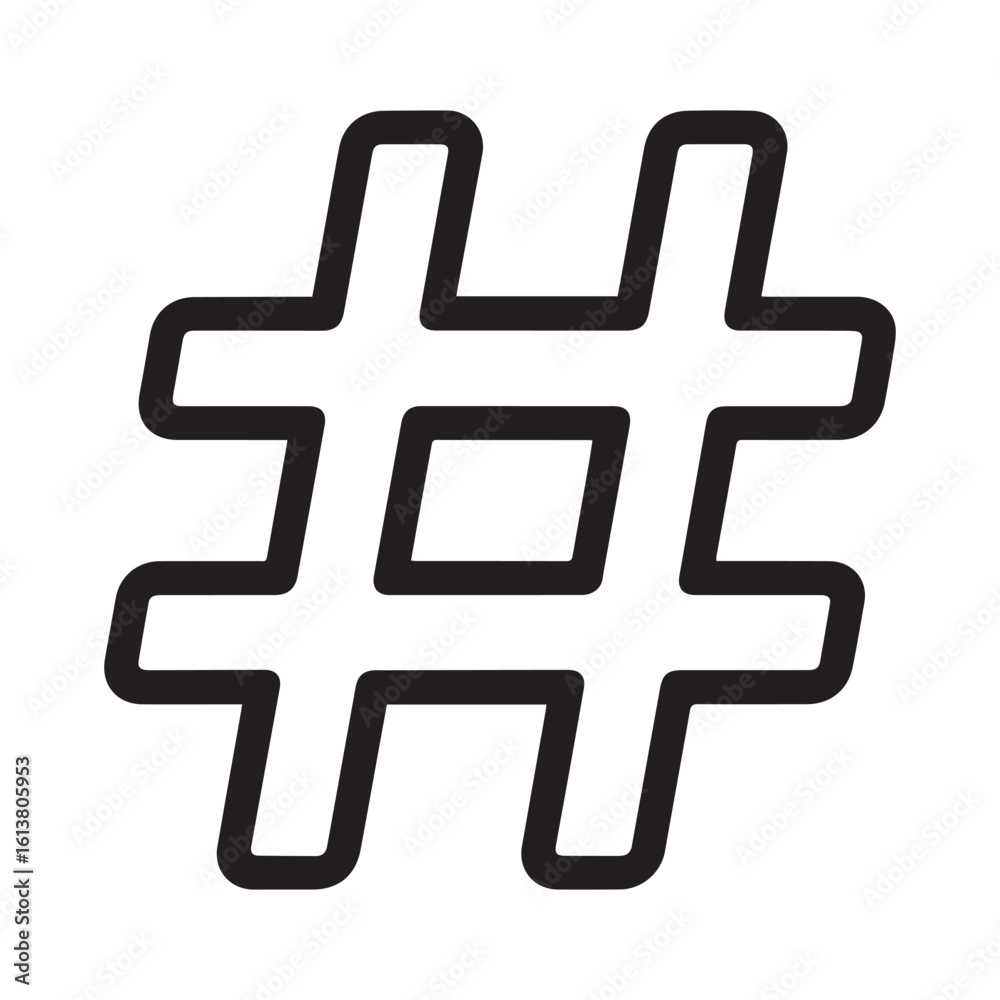 Fototapeta premium Bold Hashtag Symbol Vector on White Background