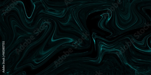 Abstract dark, fluid abstract background with swirling, marbled patterns in deep teal and black.  Smooth, glossy texture mimics flowing ink or liquid smoke, with elegant curves and organic motion.