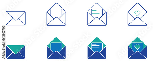 Open letter envelope icon design, vector symbol