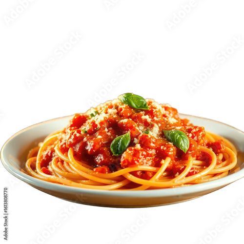 spaghetti with tomato sauce with transparent background PNG and JPEG image for your business	