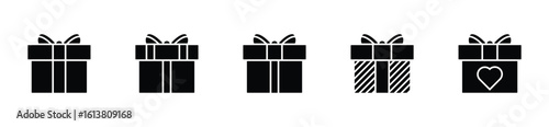 Gift boxes icon set. Flat vector collection featuring presents for holidays, birthdays, and special occasions.