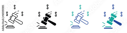 Hammer icon vector, property sale and real estate auction concept, money bid illustration