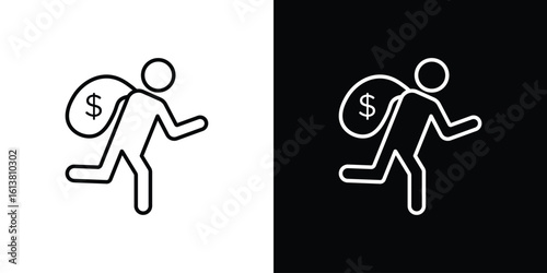 Robbery icon in line shapes, thin line design vector illustration
