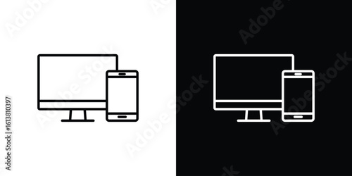 Responsive icon in line shapes, thin line design vector illustration