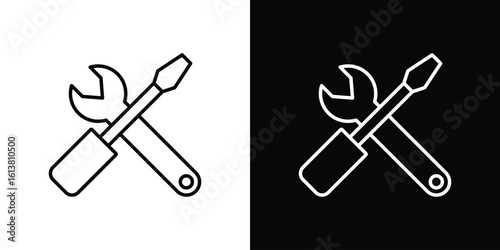 Repair tools icon in line shapes, thin line design vector illustration