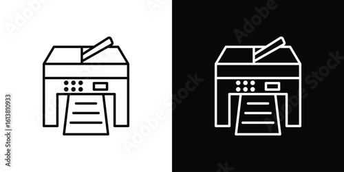 Printer icon in line shapes, thin line design vector illustration