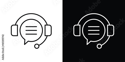 Online support icon in line shapes, thin line design vector illustration