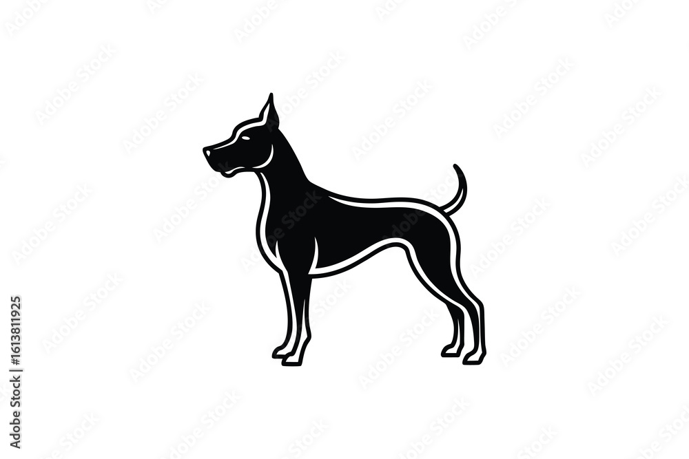 Fototapeta premium Elegant Great Dane Dog Breed Illustration in Black and White Silhouette Style