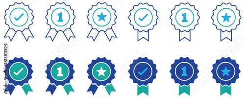 Compliance and certification icon set. Check mark vector representing verified product quality and standard control.