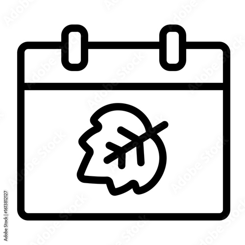 vector calendar icon with maple leaf icon symbolizing autumn season