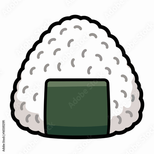 Illustration of an onigiri rice ball wrapped in nori seaweed a popular and convenient Japanese snack food item