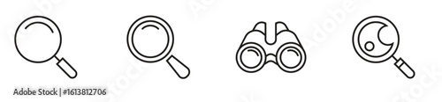 Search and Zoom Magnifier Icon Collection - Outline, Filled, and Flat Design