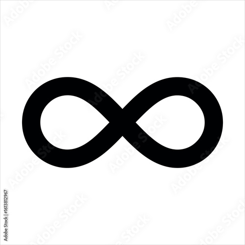Black infinity symbol on a clean white background endless loop