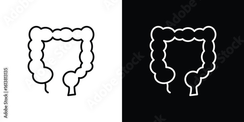 Large intestine icon in line shapes, thin line design vector illustration