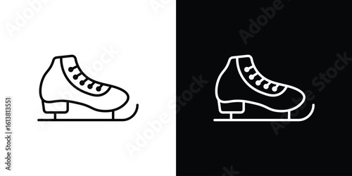 Ice skating icon in line shapes, thin line design vector illustration