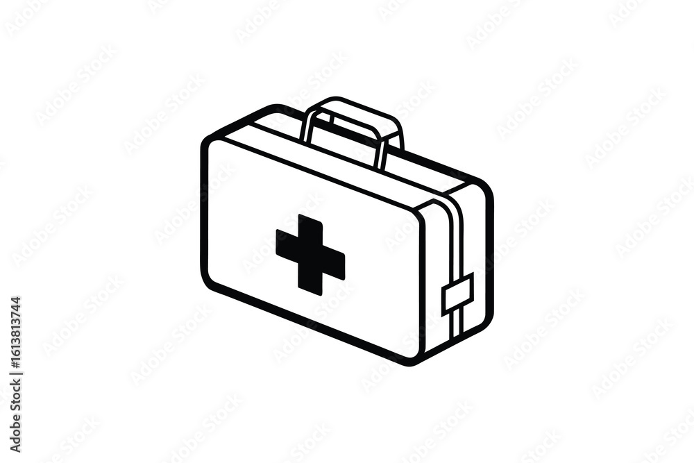 Fototapeta premium First Aid Kit Illustration with Medical Cross Symbol in a Clean Silhouette Style silhouette