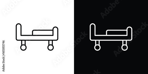 Hospital bed icon in line shapes, thin line design vector illustration
