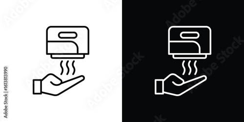 Hand dryer icon in line shapes, thin line design vector illustration