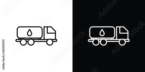 Fuel truck icon in line shapes, thin line design vector illustration