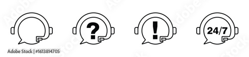 Contact support symbol. Headset with conversation bubble for customer service and technical assistance. Vector illustration.