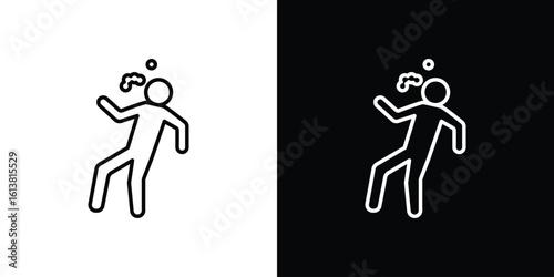 Drunk human icon in line shapes, thin line design vector illustration