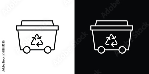 Dumpster icon in line shapes, thin line design vector illustration