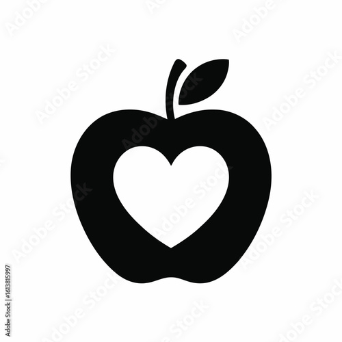 Vector illustration of Apple Heart Icon: Perfect for Health, Love, and Wellness Designs