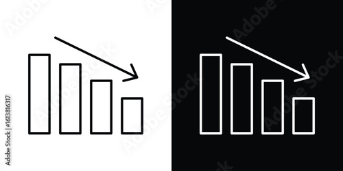 Decrease icon in line shapes, thin line design vector illustration