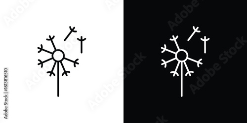 Dandelion icon in line shapes, thin line design vector illustration