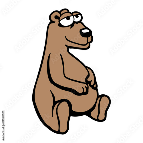 Bear Sitting Happy Tired Smile Cute Teddy Friendly