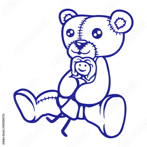 Teddy Bear Cuddling Little Girl Giant Big Toy