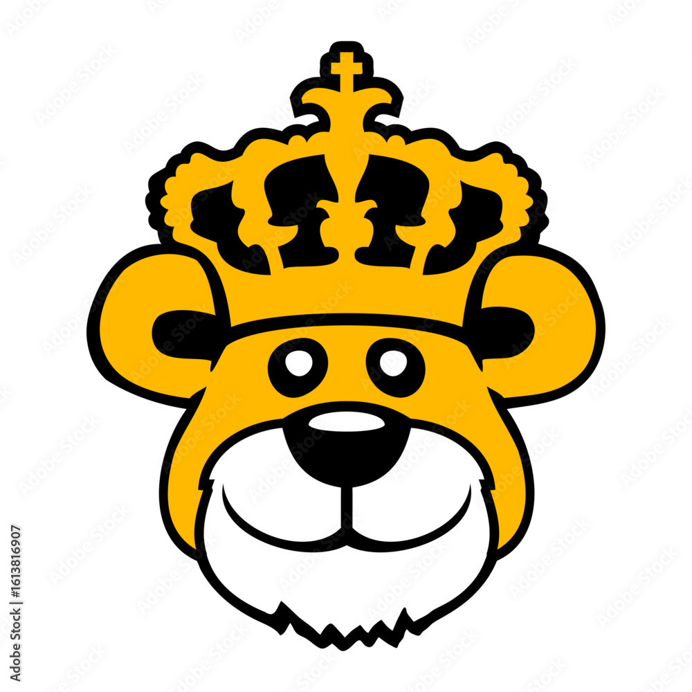 Obraz premium Bear King Crown Old Beard Ruler Royal Hat