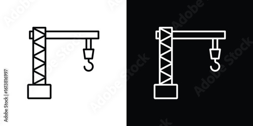 Construction crane icon in line shapes, thin line design vector illustration