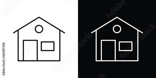 Clean house icon in line shapes, thin line design vector illustration