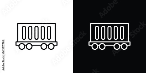 Cargo wagon icon in line shapes, thin line design vector illustration