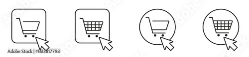 Online shopping vector icon set. Simple line design representing e-commerce, retail, and digital marketplace concepts.