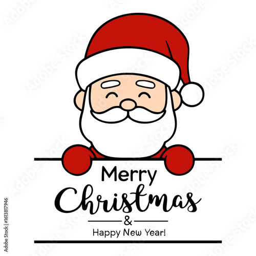 Santa Claus cartoon character holding a Merry Christmas sign, holiday, celebration