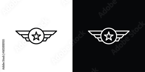 Air force icon in line shapes, thin line design vector illustration