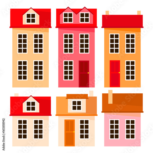 Set of isolated christmas european houses