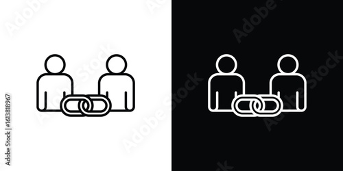 Affiliate link icon in line shapes, thin line design vector illustration